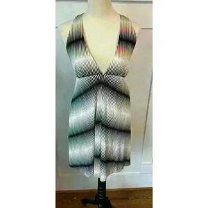 Alice + Olivia 100% Silk Cross Back Zig Zag Samba Dress, S